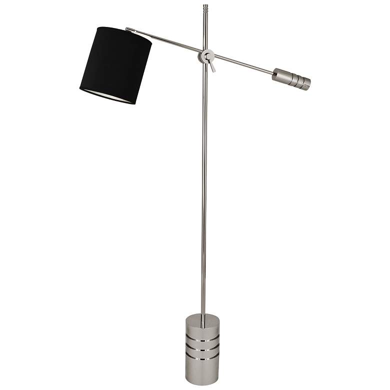 Image 1 Campbell Nickel Adjustable Floor Lamp w/ Anna Black Shade
