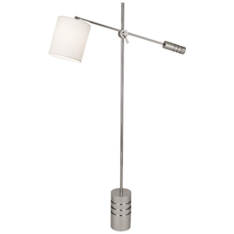 Image 1 Campbell Nickel Adjustable Floor Lamp with Oyster Shade