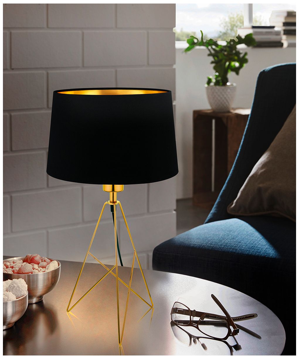 Image 4 Camporale - 1-Light Table Lamp - Gold Finish - Black and White Shade more views