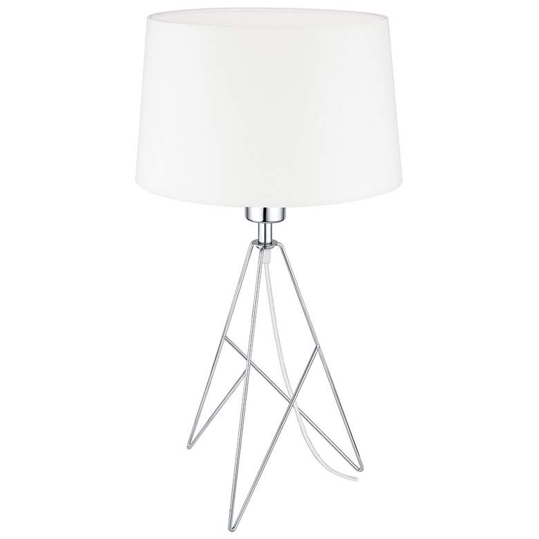 Image 1 Camporale Table Lamp Chrome Finish White Fabric Shade