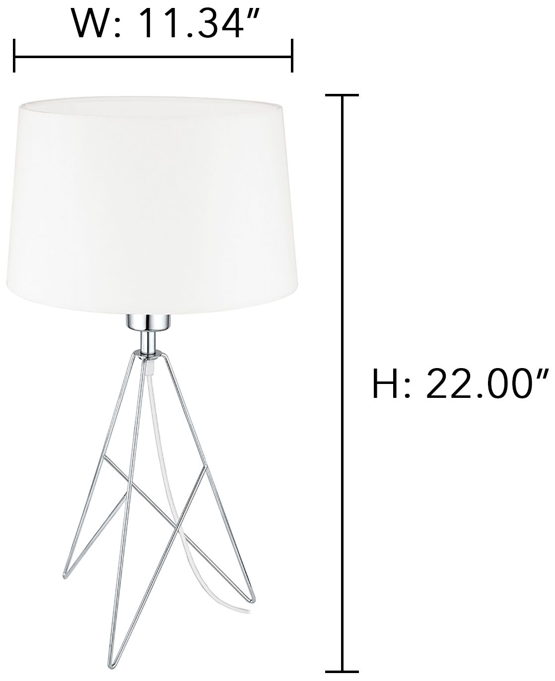 Image 2 Camporale Table Lamp Chrome Finish White Fabric Shade more views