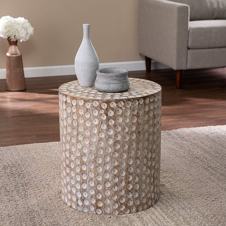 Image 1 Campti 16" Wide White-Washed Round Accent Table