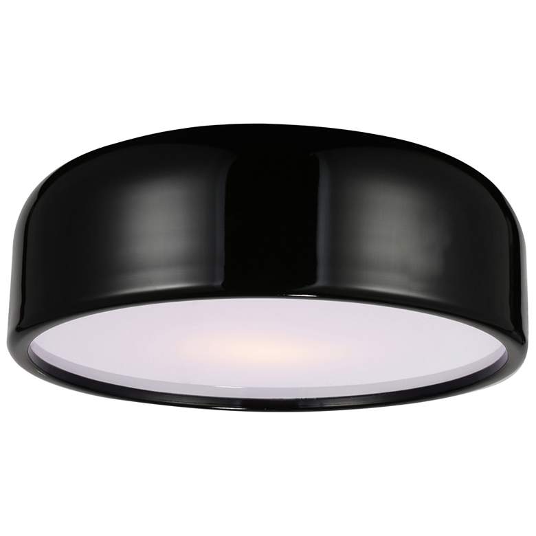 Image 1 Campton 3 Light Drum Shade Flush Mount With Black Finish