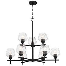 Camrin 31" Wide Coal Black 9-Light Chandelier w/ Clear Glass