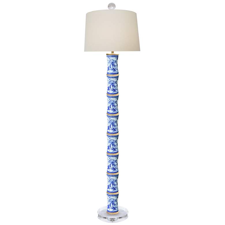 Image 1 Camrose Blue and White Porcelain Chrysanthemum Floor Lamp