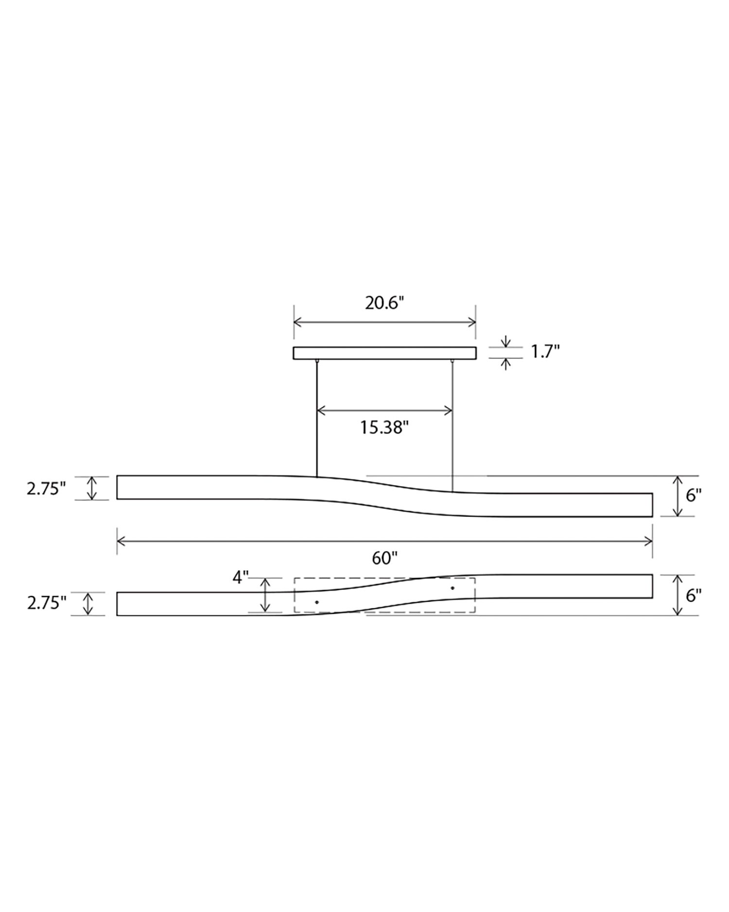 Camur 60" W Walnut LED Linear Pendant