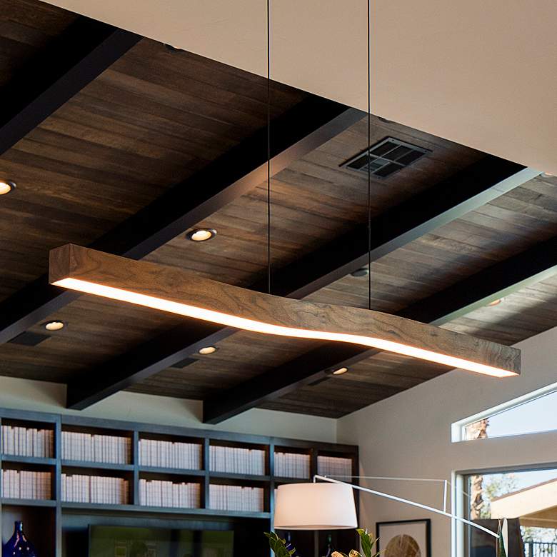 Image 2 Camur 60" Wide Frost Accented Walnut 2700K P2 LED Linear Pendant