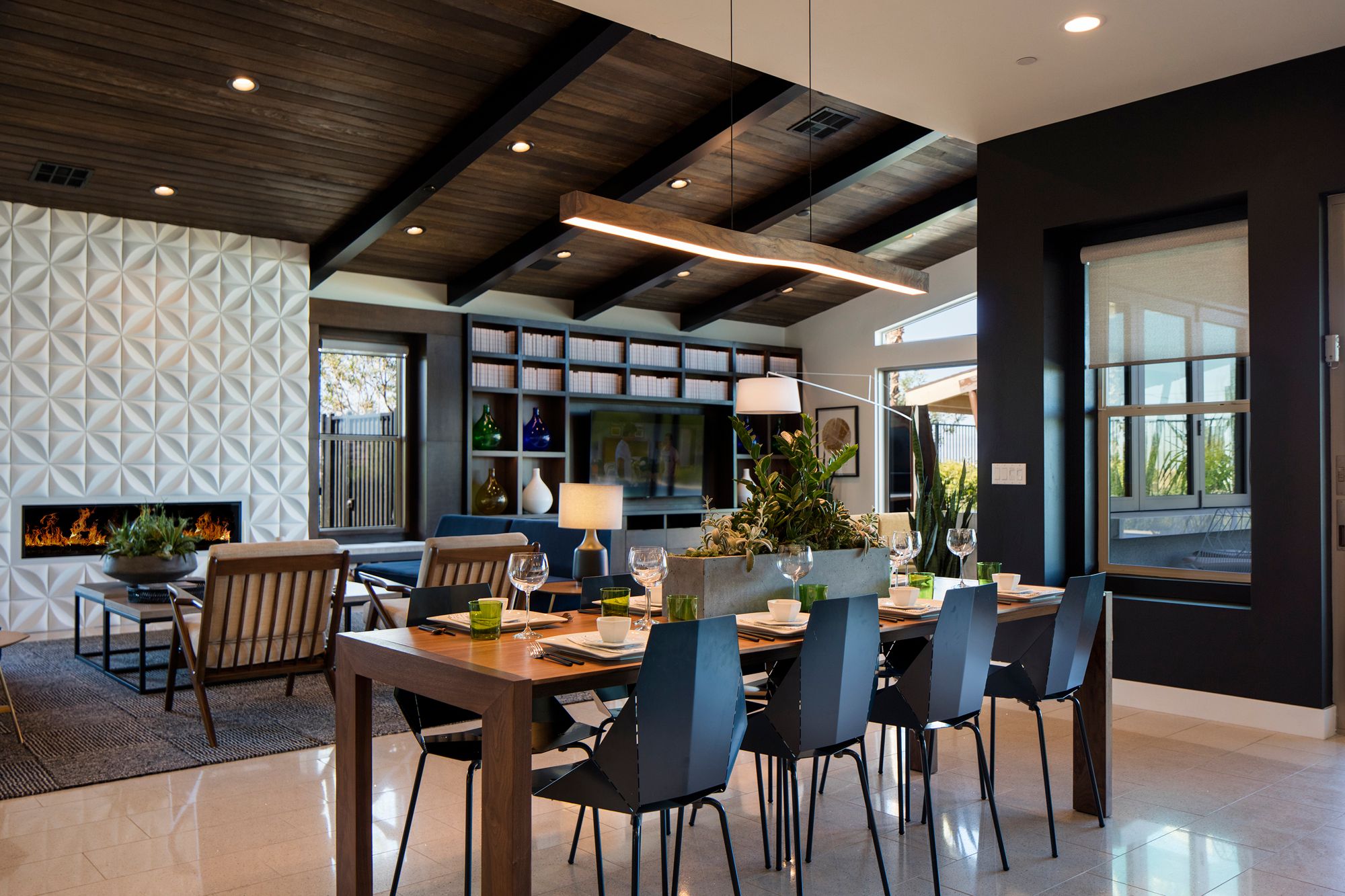 Image 3 Camur 60" Wide Frost Accented Walnut 3500K P2 LED Linear Pendant more views