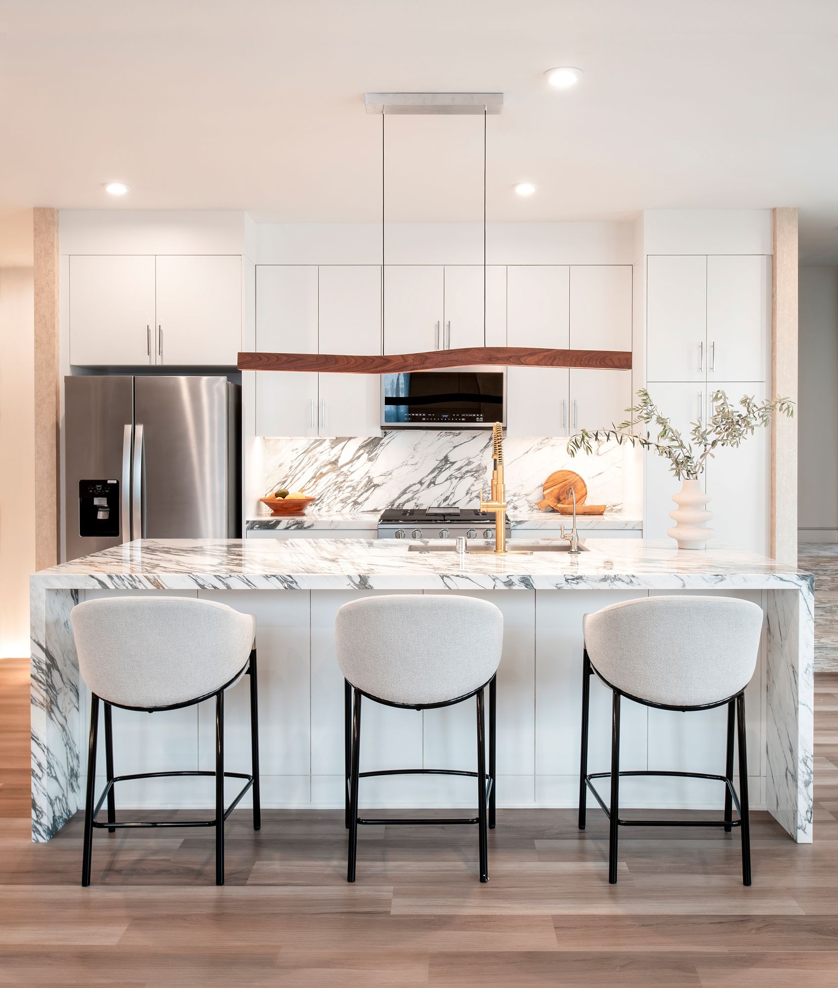 Image 4 Camur 60" Wide Frost Accented Walnut 3500K P2 LED Linear Pendant more views