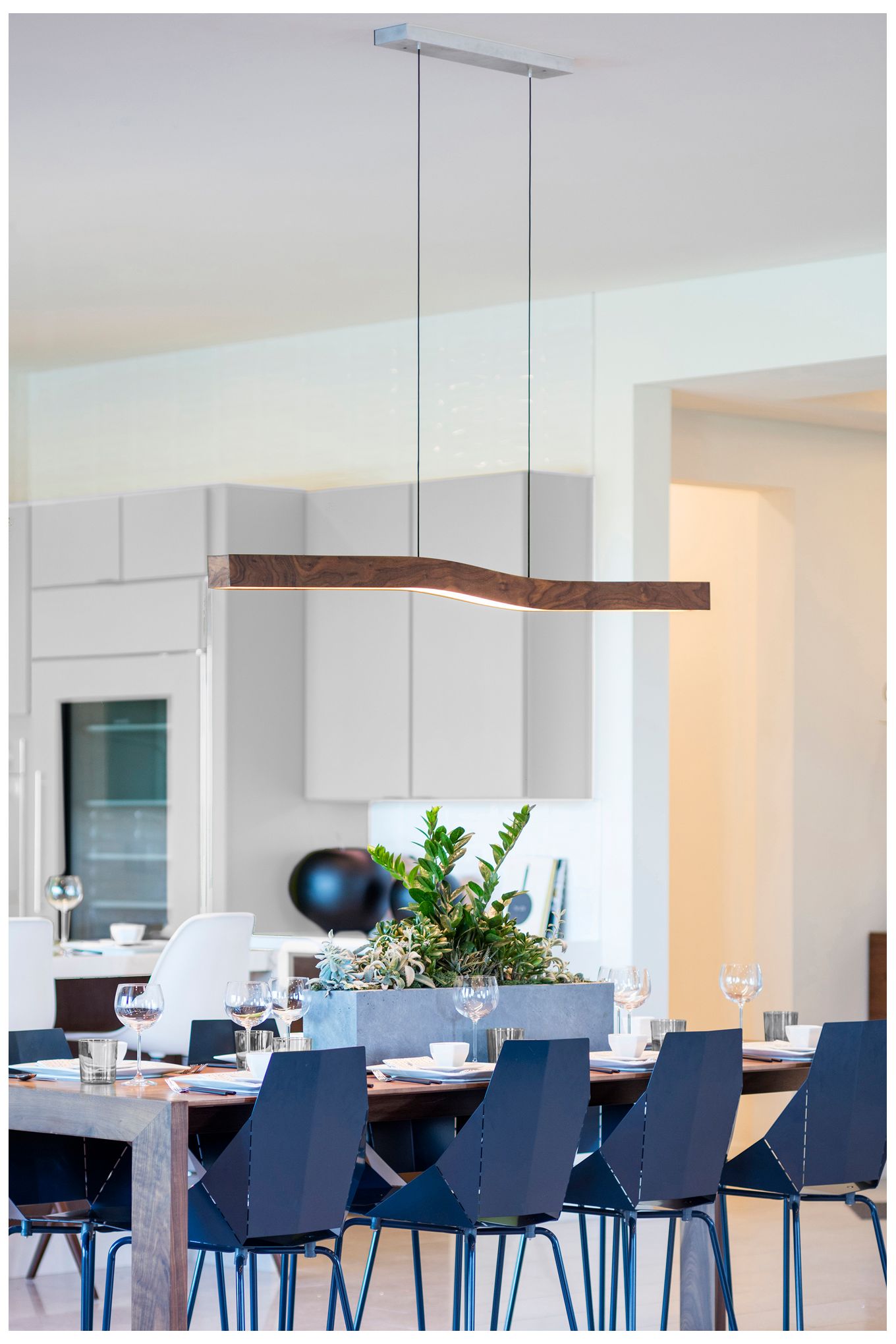 Image 3 Camur 60"W Frost Dark Walnut 3500K LED Linear Pendantt Made to Order more views