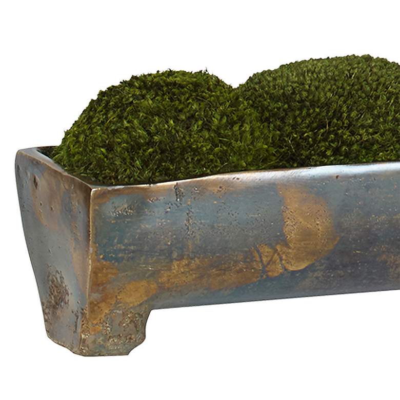 Image 2 Canal Green Moss 34 inchW Centerpiece in Oxidized Bronze Tray more views