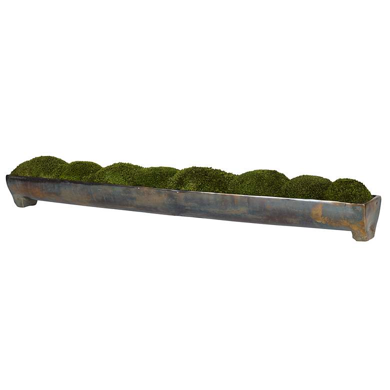 Image 2 Canal Green Moss 34 inchW Centerpiece in Oxidized Bronze Tray more views