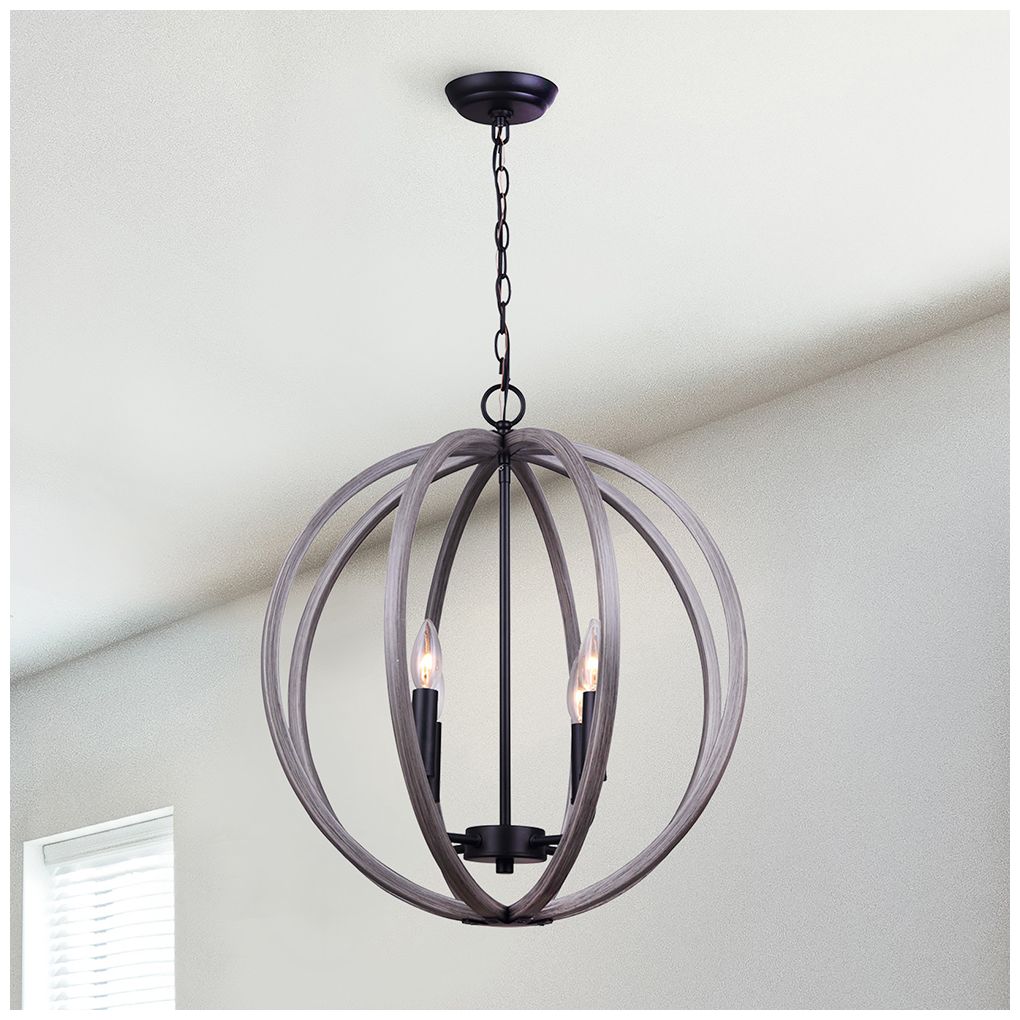 Image 4 Canarm Armelle 20" Wide Modern Black & Dark Grey 4-Light Cage Pendant more views