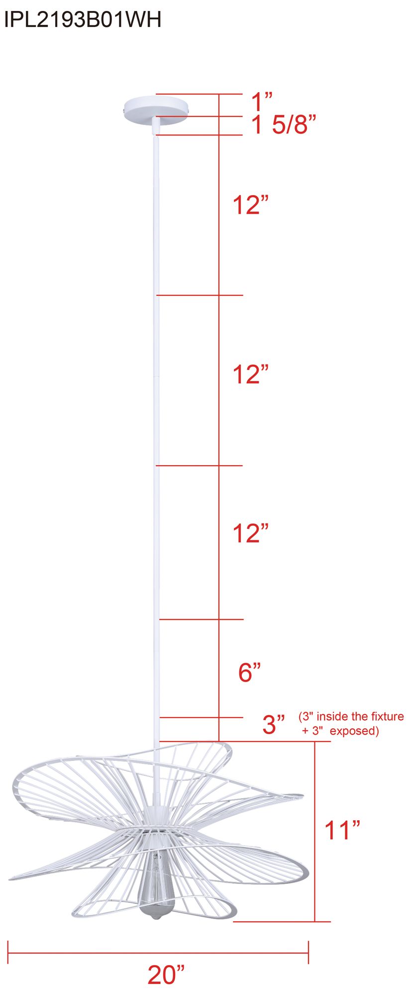 Canarm Channel 20" Wide Modern White Dome Pendant