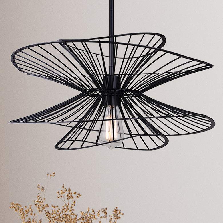 Image 1 Canarm Channel 20" Wide Modern Matte Black Dome Pendant