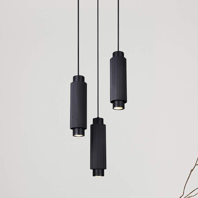 Image 1 Canarm Cohen 13" Wide Modern Matte Black 3-Light Spotlight Pendant