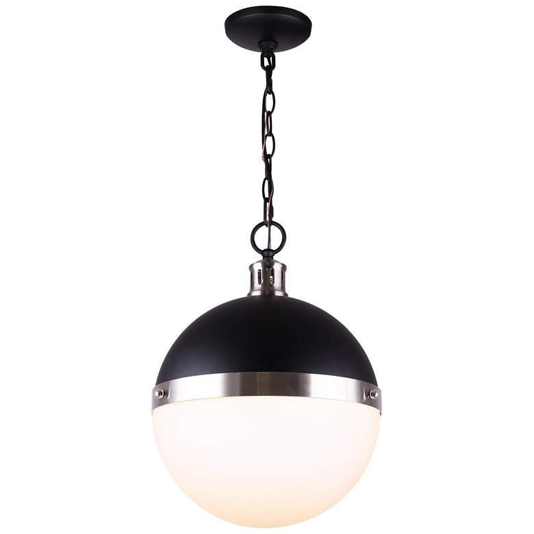 Image 1 Canarm Delta 13" Wide Modern Black & Nickel Opal Glass Pendant