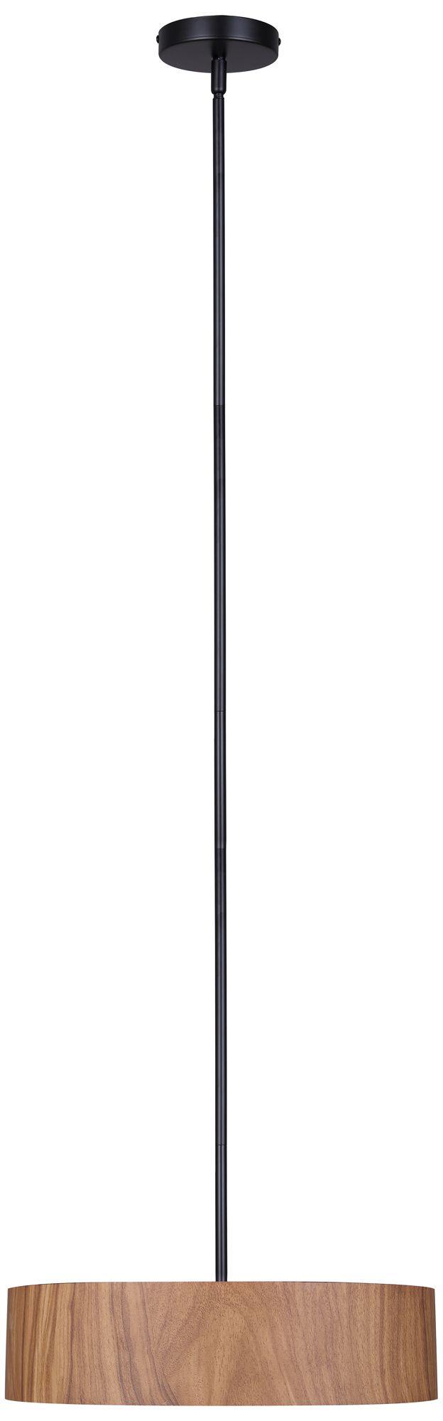 Canarm Dexter 16" Wide Rustic Faux Wood & Black 3-Light Drum Pendant