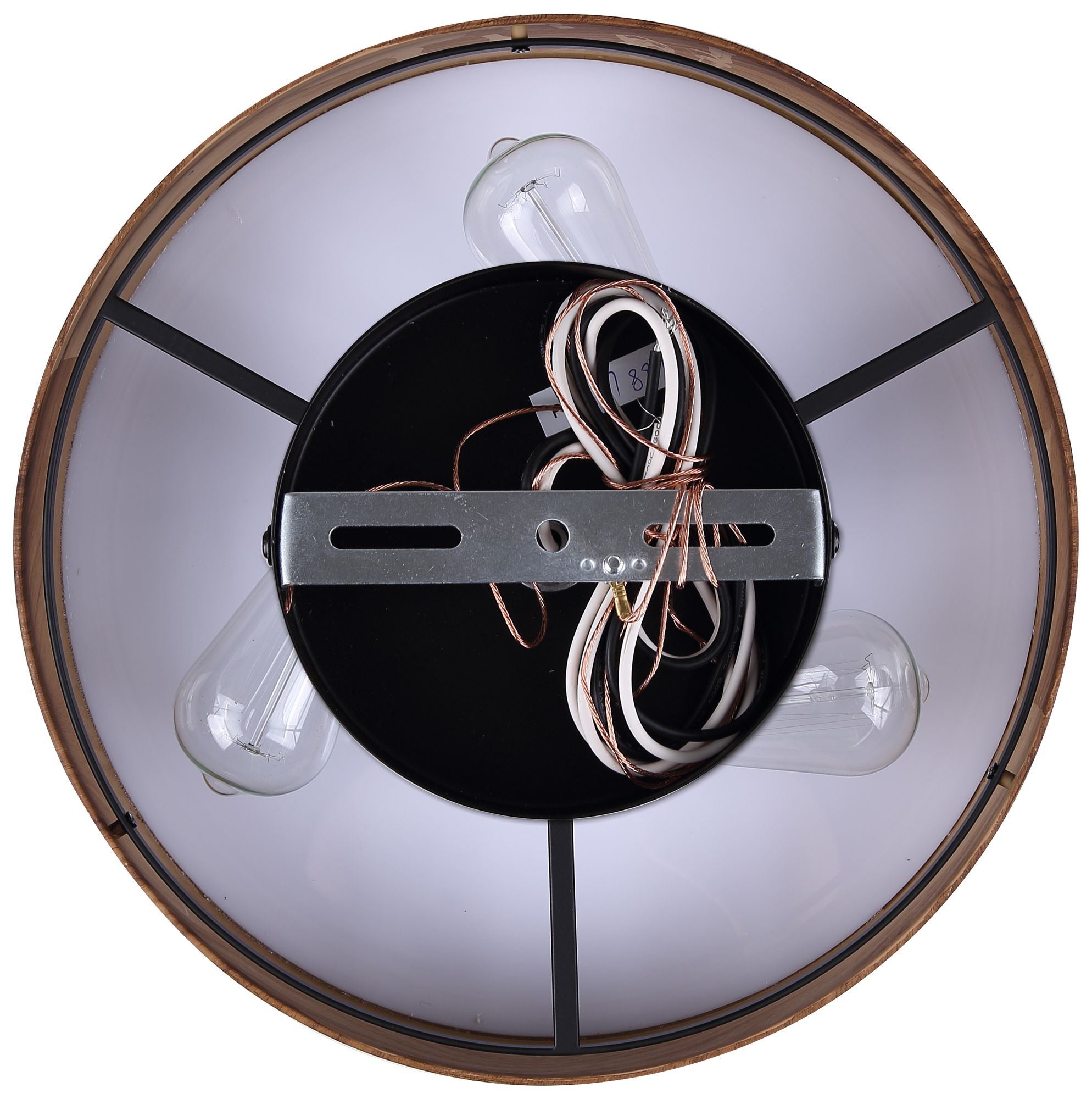 Canarm Dexter 16" Wide Rustic Faux Wood & Black 3-Light Drum Pendant