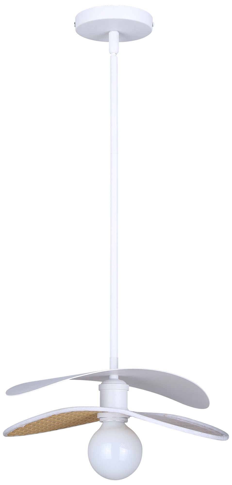 Canarm Elodie 14" Wide Coastal White Rattan Drum Pendant