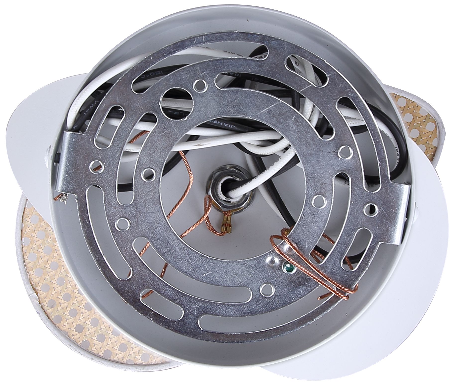 Canarm Elodie 14" Wide Coastal White Rattan Drum Pendant