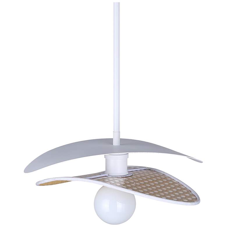 Image 5 Canarm Elodie 14" Wide Coastal White Rattan Drum Pendant more views