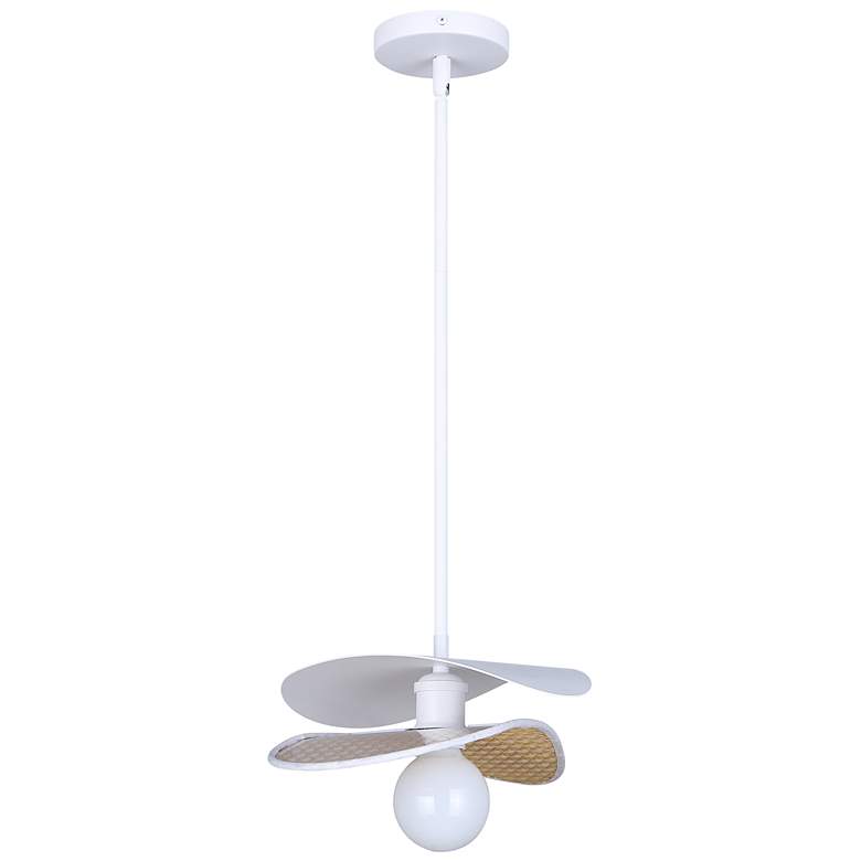Image 7 Canarm Elodie 14" Wide Coastal White Rattan Drum Pendant more views