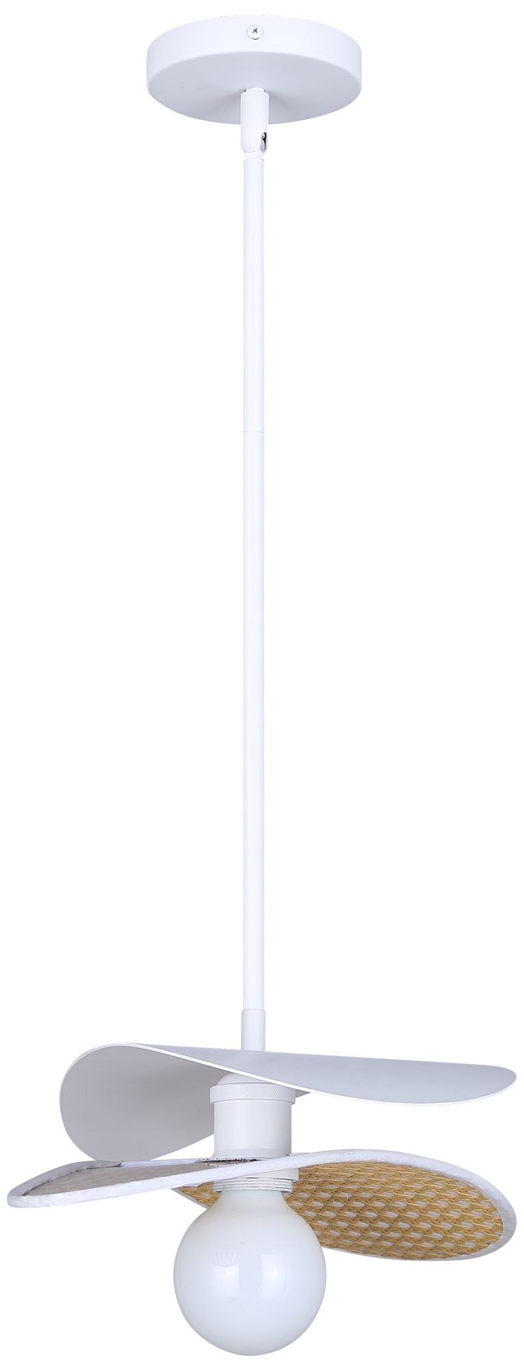 Canarm Elodie 14" Wide Coastal White Rattan Drum Pendant