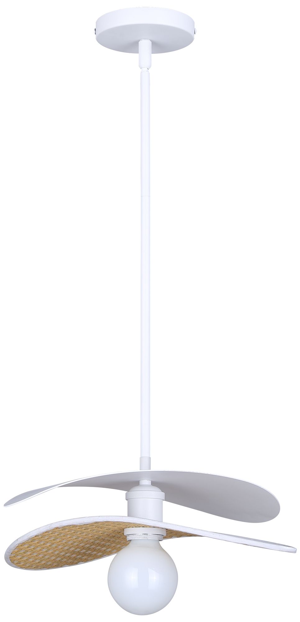 Canarm Elodie 14" Wide Coastal White Rattan Drum Pendant