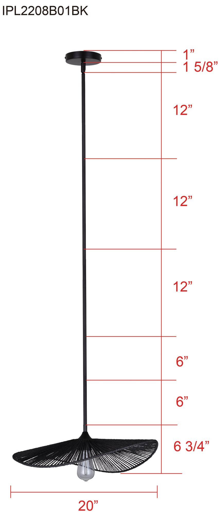 Canarm Georgia 20" Wide Modern Black String Pendant