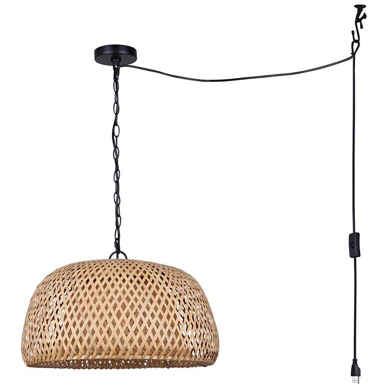 Image 1 Canarm Hanoi 18" Wide Natural Bamboo Swag Pendant