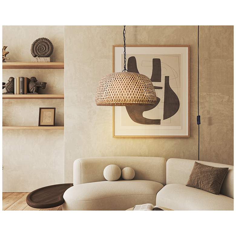 Image 4 Canarm Hanoi 18" Wide Natural Bamboo Swag Pendant more views