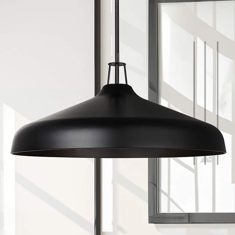 Image 1 Canarm Holland 22" Wide Modern Matte Black 4-Light Drum Pendant