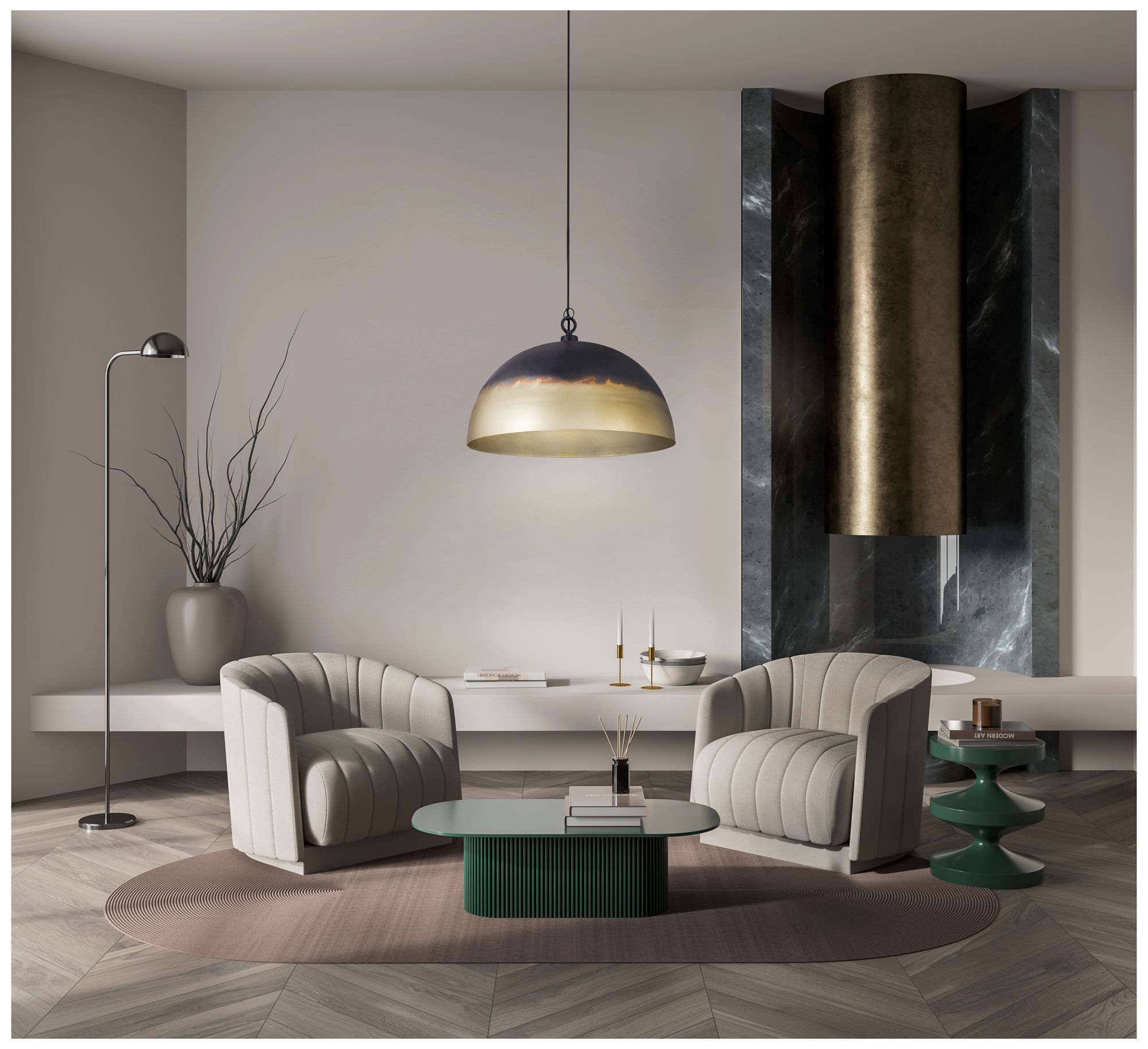 Image 3 Canarm Jaya 24" Wide Two-Tone Black & Tan Drum Pendant more views