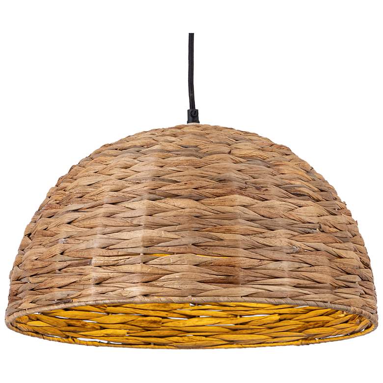 Image 4 Canarm Kaia 20" Wide Natural Bamboo Drum Pendant more views
