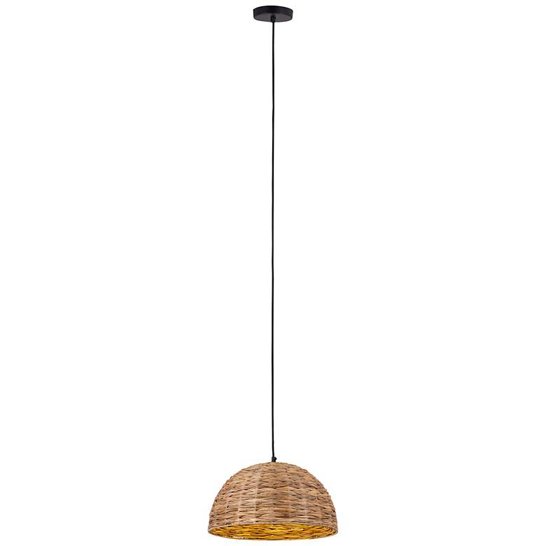 Image 5 Canarm Kaia 20" Wide Natural Bamboo Drum Pendant more views