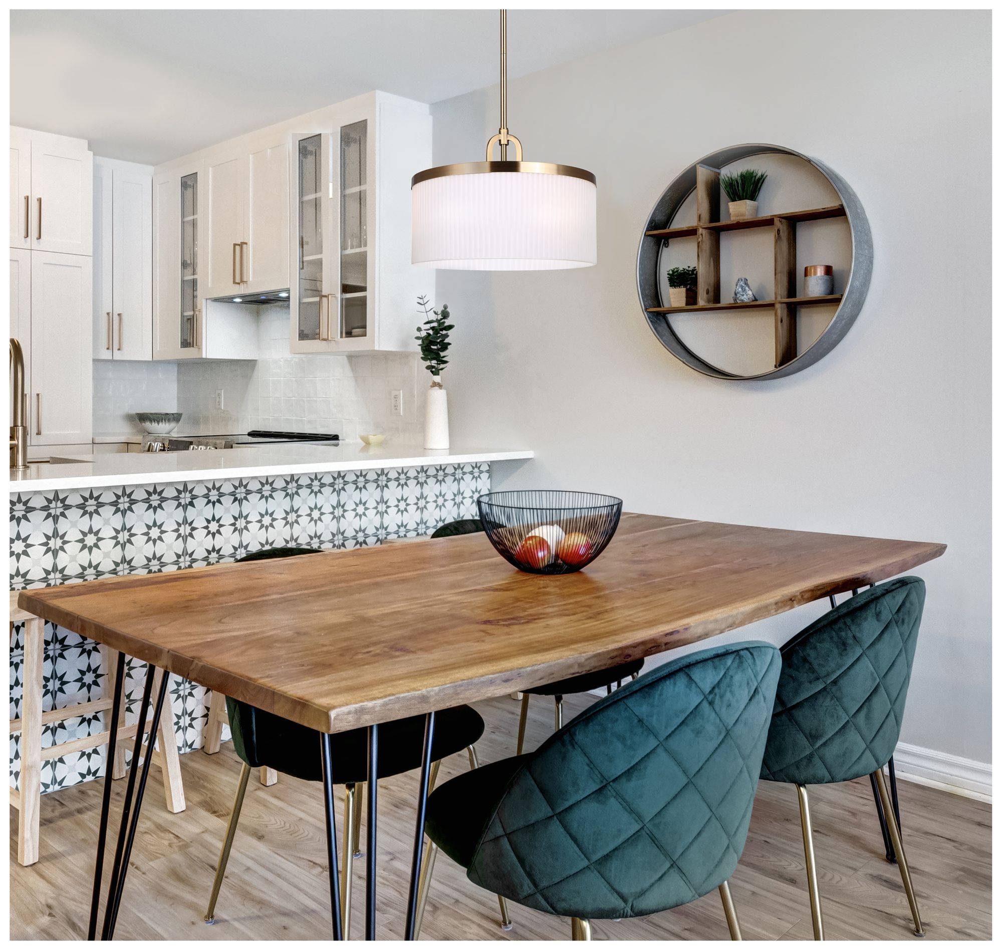 Image 2 Canarm Kinslea 14" Wide Glam Gold Ribbed Opal Glass 3-Light Pendant more views