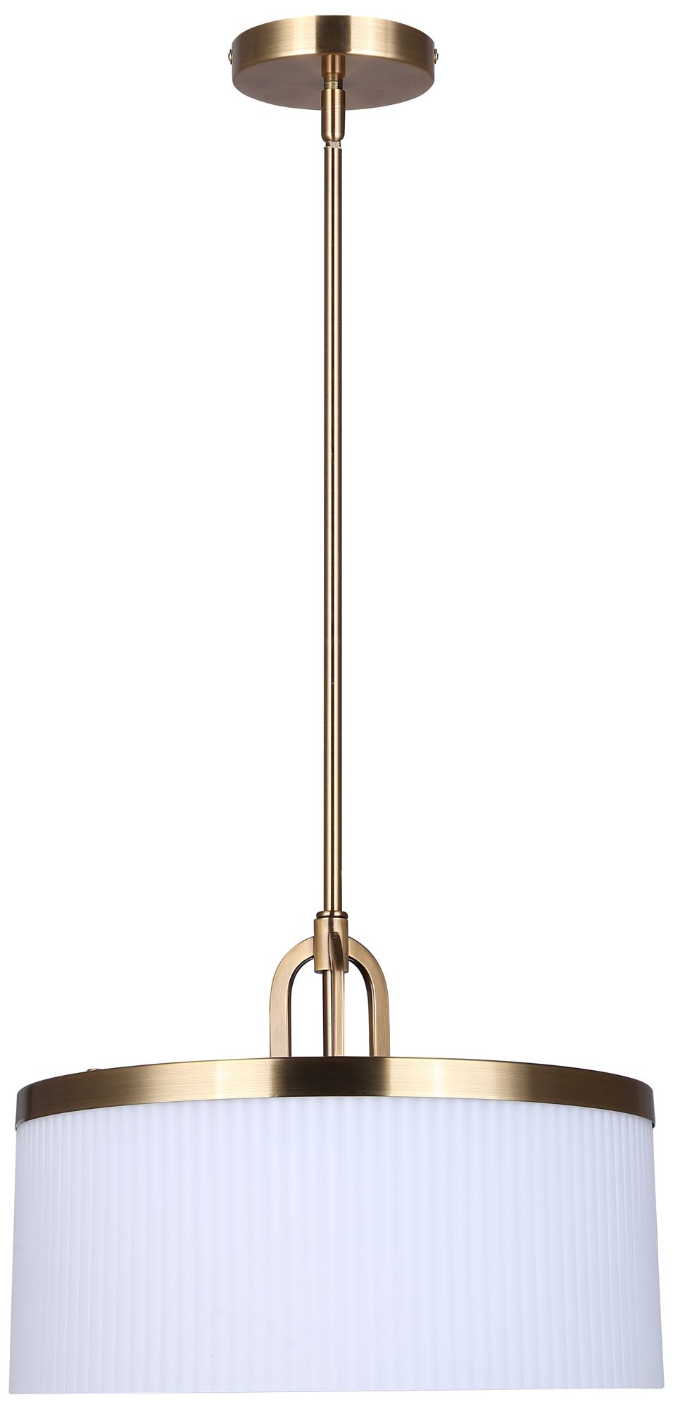 Canarm Kinslea 14" Wide Glam Gold Ribbed Opal Glass 3-Light Pendant