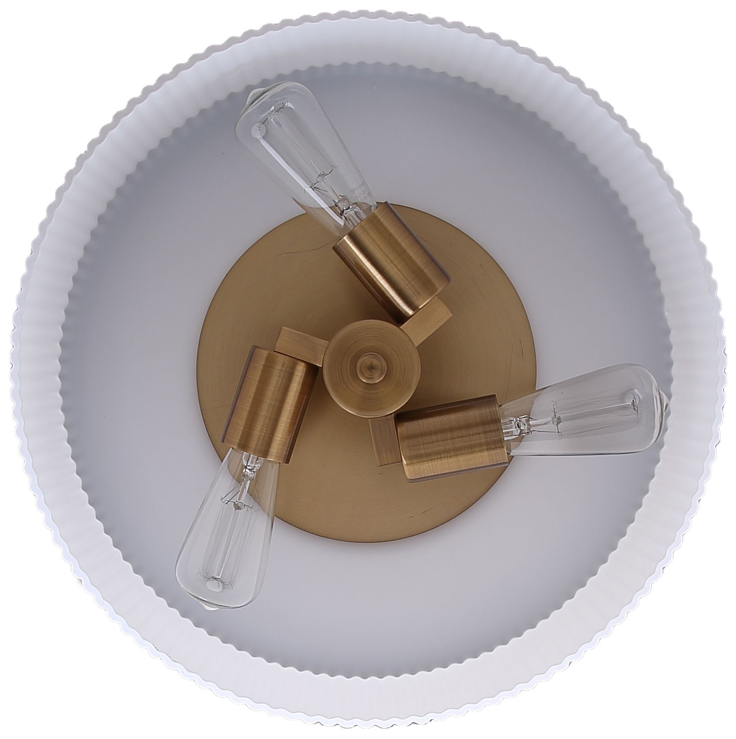 Canarm Kinslea 14" Wide Glam Gold Ribbed Opal Glass 3-Light Pendant