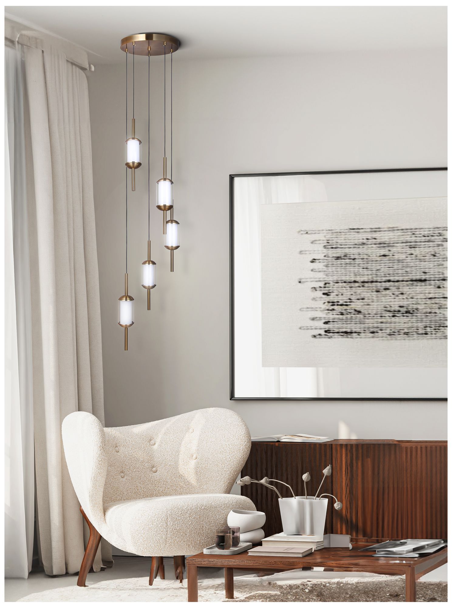 Image 3 Canarm Lavene 15" Wide Glam Gold Acrylic 5-Light LED Pendant more views