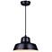 Canarm Levi 14" Wide Modern Matte Black Dome Pendant