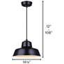 4_Canarm Levi 14" Wide Modern Matte Black Dome Pendant more views