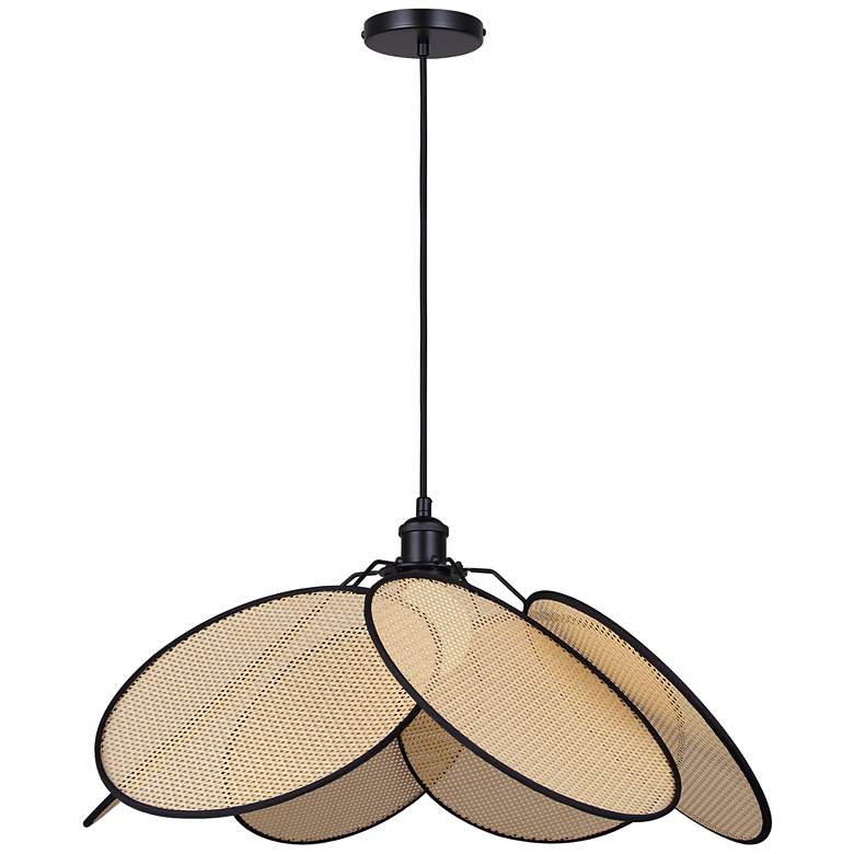 Image 1 Canarm Madison 24" Wide Modern Matte Black Rattan Pendant