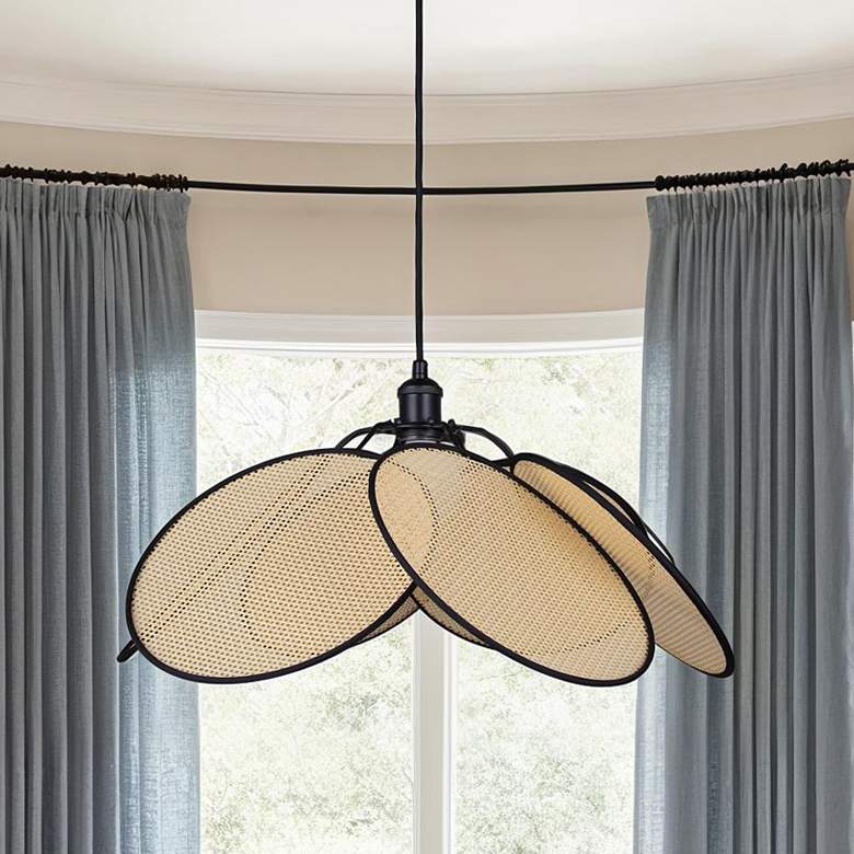 Image 1 Canarm Madison 24" Wide Modern Matte Black Rattan Pendant