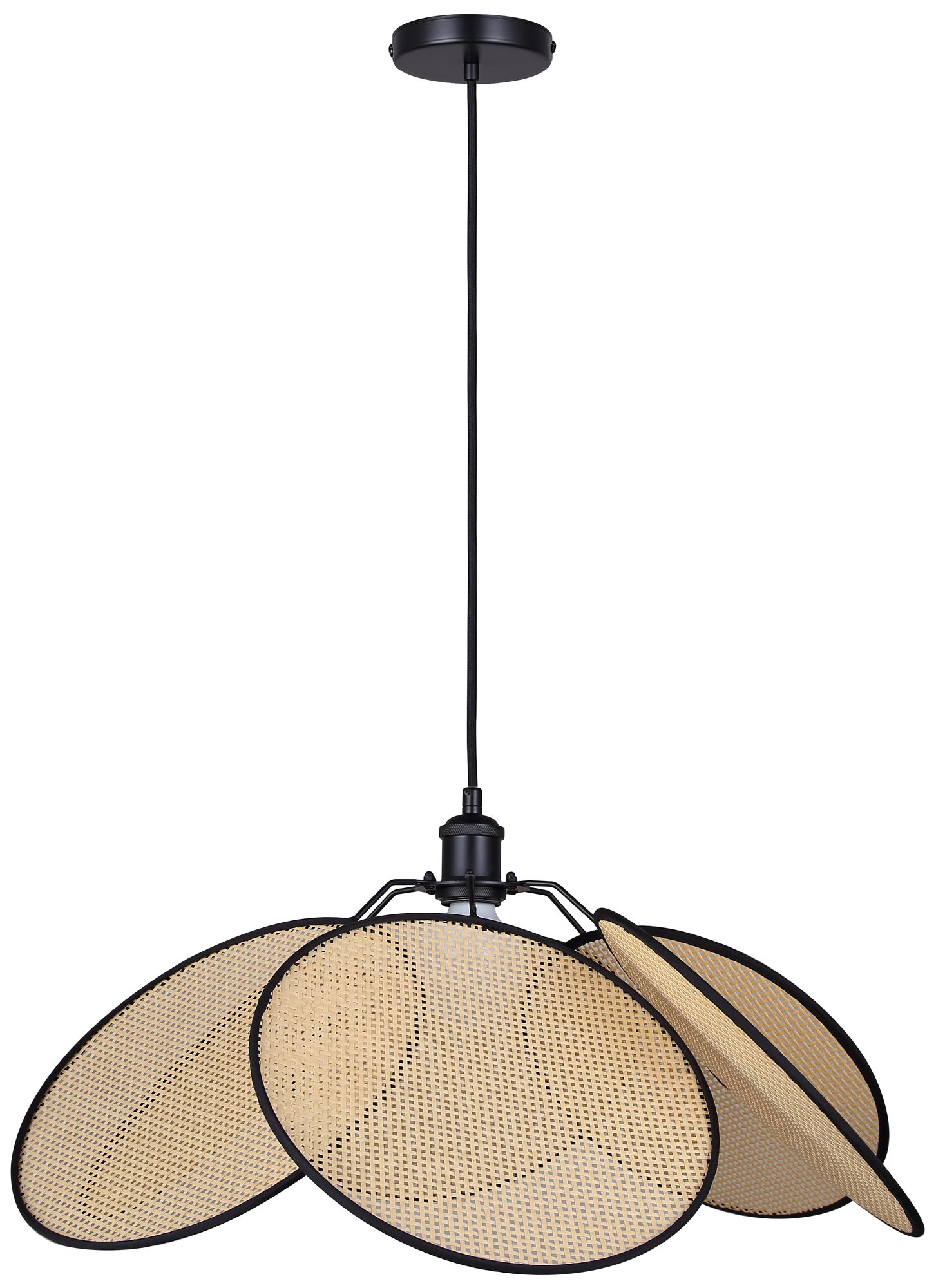 Canarm Madison 24" Wide Modern Matte Black Rattan Pendant