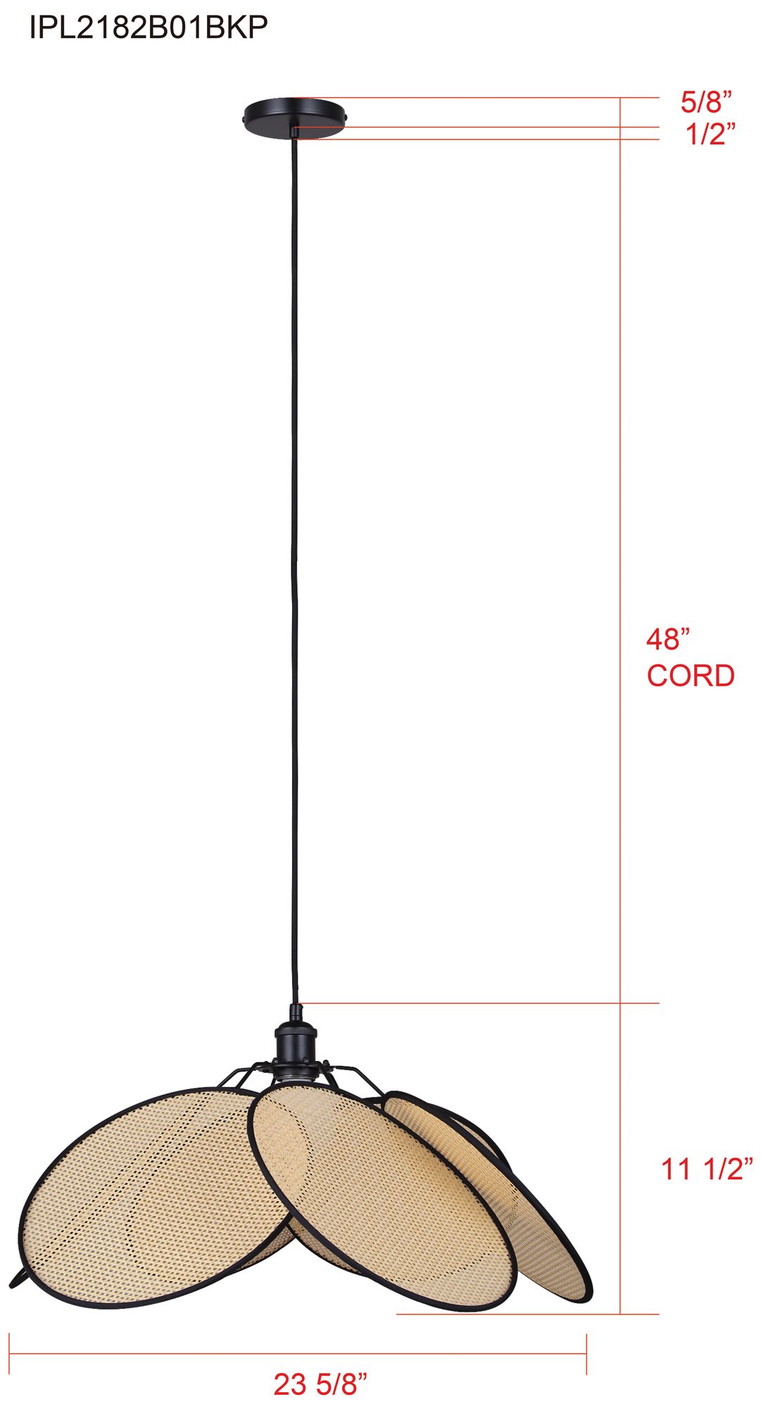 Canarm Madison 24" Wide Modern Matte Black Rattan Pendant