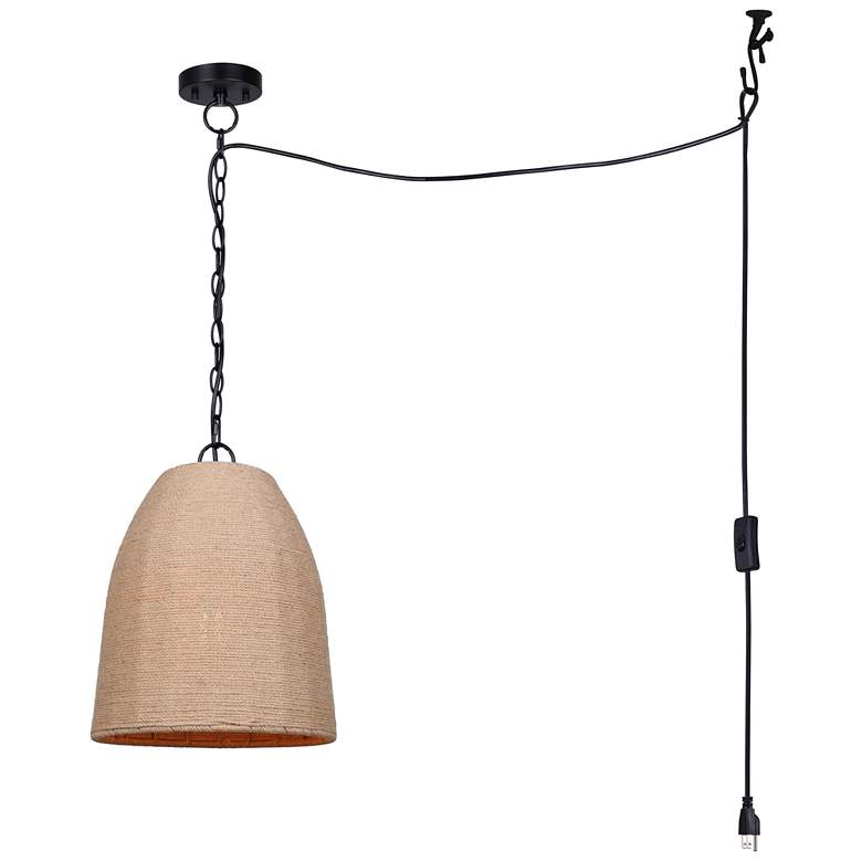 Image 1 Canarm Malmo 12" Wide Rustic Rope & Black Swag Pendant