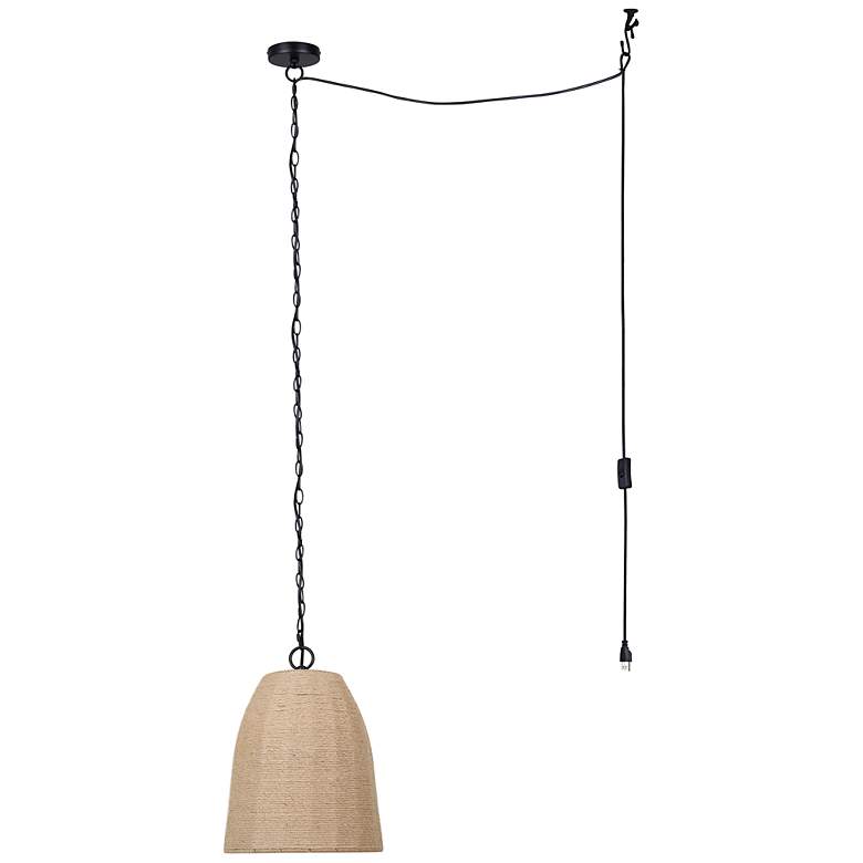 Image 6 Canarm Malmo 12" Wide Rustic Rope & Black Swag Pendant more views