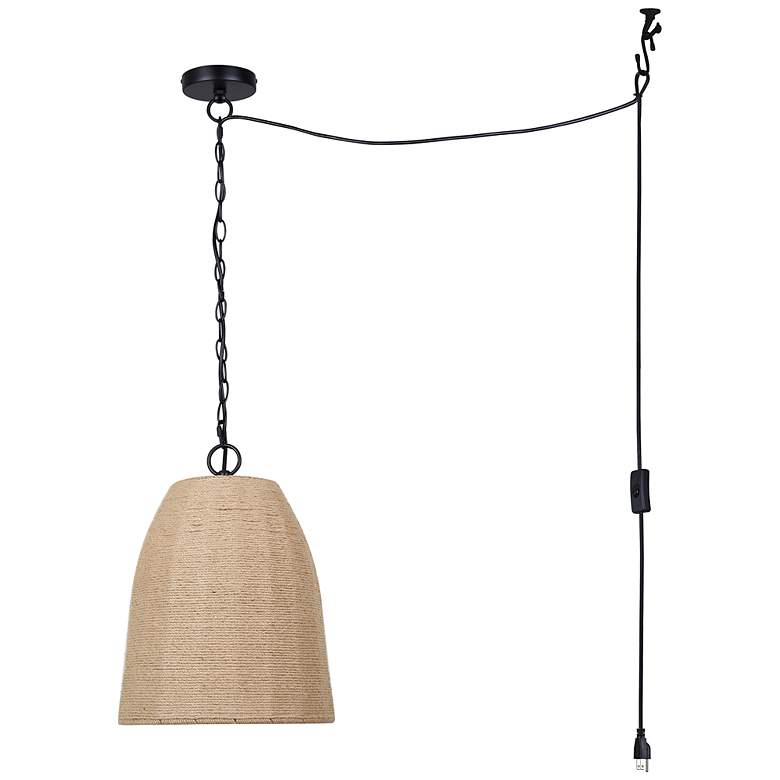 Image 7 Canarm Malmo 12" Wide Rustic Rope & Black Swag Pendant more views