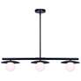 2_Canarm Mierka 33" Wide Modern Matte Black Opal Glass 3-Light Linear Pendant